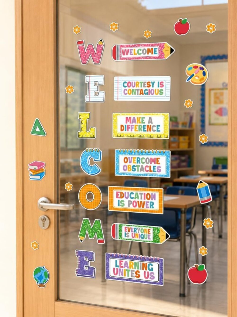 Welcome Window Clings for Classroom, Reusable Welcome Window Decals, Back to Sch